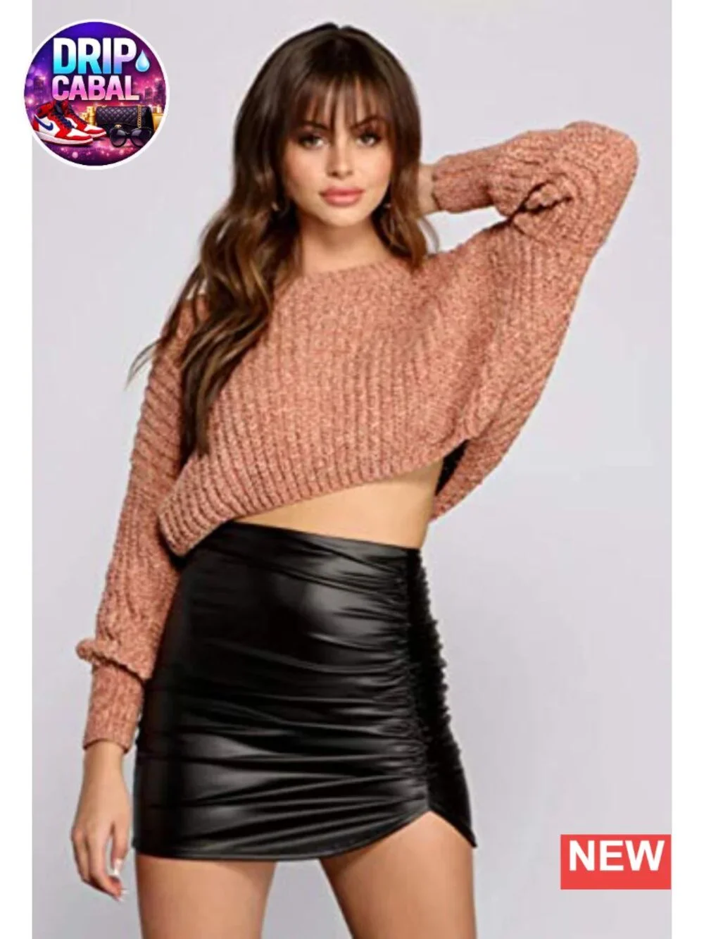 Women's Faux Leather Bodycon Pencil Mini Skirt High Waist Split Hem